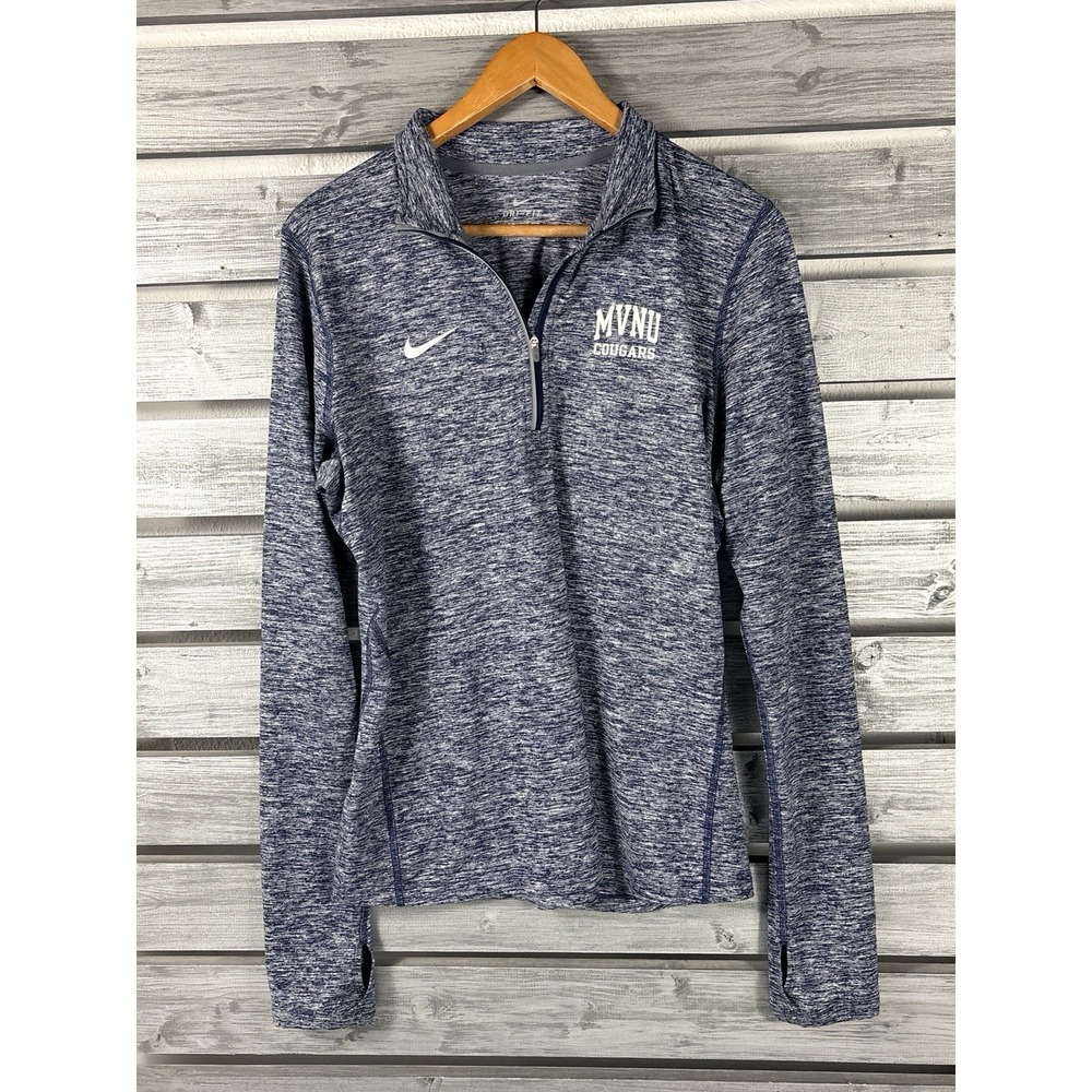 Nike Dri Fit Mount Vernon Nazarene University Shirt Womens L 1/4 Zip Long Sleeve